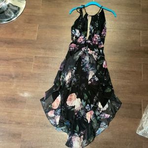 Floor length floral low cut dress size small